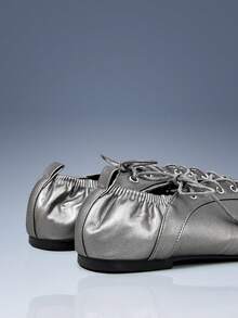 CUCCOO GRLICON 女士Y2K风格平底鞋，适合朋克、机车、酷女孩、万圣节、圣诞节、派对装扮 - 灰色 - 查看 5