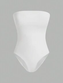 SHEIN EZwear 女款 3 件組黑色酒紅白色無肩帶緊身休閒性感極簡風連身衣套裝，適合夏季外出與夜店 - 彩色 - 查看 5