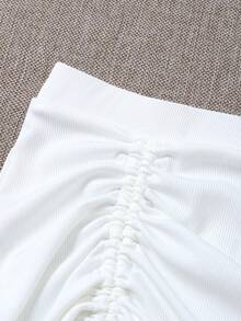 SHEIN Swim Jupe de plage côtelé avec cordon - Blanc - Voir 6