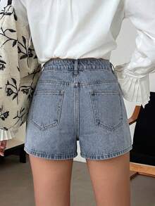 DAZY Pantalones cortos de mujer de unicolor lavados, primavera/verano - Lavado ligero - Ver 2