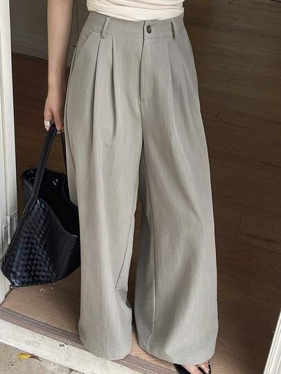 DAZY Women's Loose Wide Leg Pants, Solid Color, Casual Elegant Summer Holiday