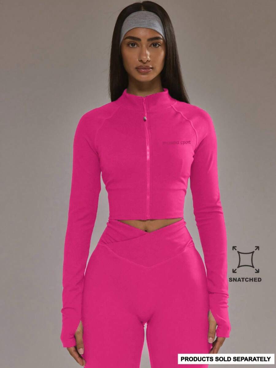 Musera Sport 短款拉链 BBL 夹克（仅限板式网球冬季运动服，适合运动健身锻炼） - 玫紅色 - 查看 1