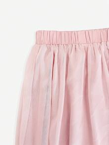 GlowEve 女士粉色网纱花卉刺绣半身裙，雪纺印花，适合约会和外出，春夏款 - 粉色 - 查看 7