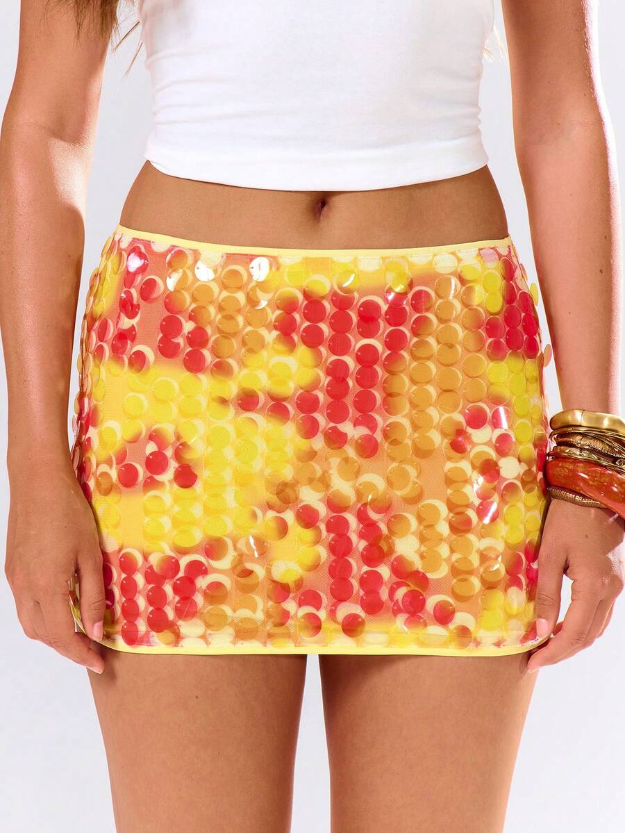 MUSERA Chân váy ngắn ôm sát, đính sequin nhiều màu, khóa kéo ẩn, dễ thương, gợi cảm, thích hợp cho mùa hè, mùa xuân, kỳ nghỉ, đi chơi, tiệc tùng, dạo phố. - Nhiều màu - Xem 1
