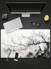 White Large Mouse Pad With Sakura Cloud Design, Rubber Base And Smooth Surface. A Handy Desktop & Office Accessory Compatible With Keyboard And Mouse, Perfect For Gaming, Daily Work And Home Use. - multicolor - View 8