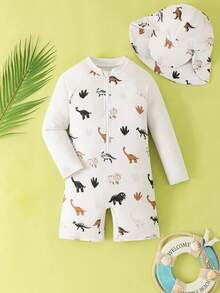 Bộ đồ bơi một mảnh tay raglan in hình khủng long hoạt hình cho bé trai kèm quần short - Nhiều màu - Xem 5
