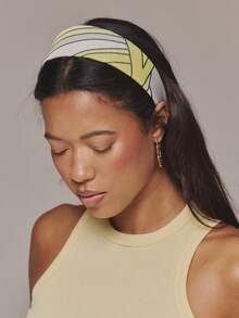 MUSERA 1 Piece Fashionable Fun Print Striped Pattern Fringed Wide Tail Women's Headband (Matching For Daily Travel) - Yellow - View 4