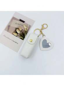 Mini Lipstick Pouch With Mirror, Portable PU Lipstick Case With Keychain, Mini Makeup Bag, Cosmetic Organizer, Lipstick Holder, Lipstick Organizer, Lipstick Pouch, Lipstick Case, Travel Essential, Women's Gift, Girl's Gift, Mother's Gift, Thanksgiving Gift, Valentine's Day Gift, Women's Gift, Girl's Gift, Girlfriend Gift, Travel Essential Accessory, Outdoor Office, Back-To-School Season. - Multicolor - View 3
