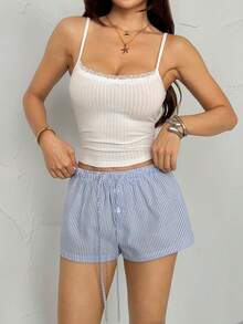 SHEIN PETITE 女士日常两件套服装 - 藍白色 - 查看 1