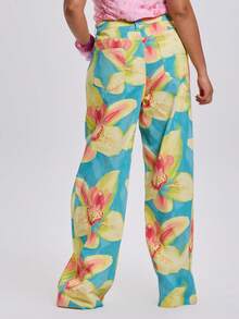 MUSERA Plus Size Floral Print Flared Denim Jeans Spring Summer Festival Holiday Vacation Cute Sexy Party Y2k Euphoria - Multicolor - View 4