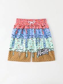 SHEIN Shorts de baño y bañadores estampados para niños preadolescentes - Multicolor - Ver 3