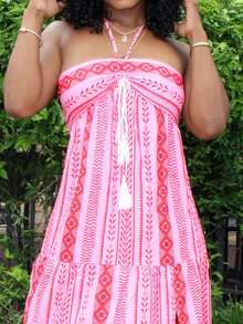 Steph T Summer Beach Dress Dopamine Dress For Women With Straps Maxi Women Outfit Party - Pink - View 5