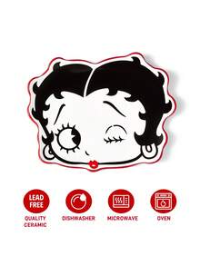 Betty Boop x SHEIN 1个卡通造型陶瓷盘，陶瓷甜点盘，适合盛放甜点、水果、小食，也可作家居收纳用，例如存放钥匙、首饰等，适用于微波炉和洗碗机，贝蒂娃娃，贝蒂小姐 - 彩色 - 查看 3