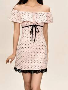 Rina Fox 2026夏季新款休闲简约Y2K波点女装连衣裙 - 粉色 - 查看 4