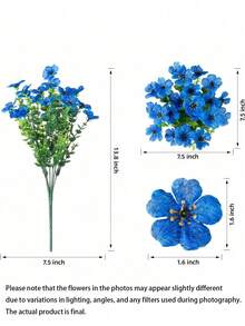 5 Pieces - Simulated Plant Flowers Outdoor Spring And Summer Decorations Fake Silk Colorful Daisies Eucalyptus Realistic Anti-UV Outdoor Home Planting Entrance Courtyard Window Courtyard Decoration Home Garden Entrance Decoration (Blue) - Blue - View 6