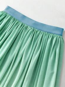 Franclia Chân váy dài chữ A bằng vải tuyn màu hồng nhạt với họa tiết hoa hồng và bướm cổ điển - Eo thoải mái, bồng bềnh và thanh lịch như chân váy nàng tiên. - Nhiều màu - Xem 3