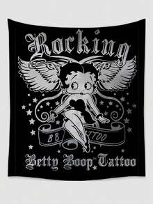 Betty Boop | ROMWE 1pc, Dark Punk Pattern Polyester Tapestry, Suitable For Daily Home Decoration, Living Room, Bedroom, Camping And Other Occasions, Suitable For All Seasons - Multicolor - View 9