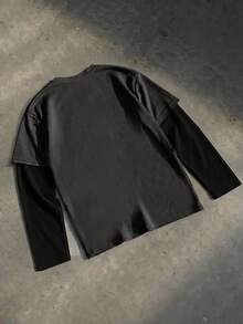 SWAVVY Men's Printed Long Sleeve T-Shirt - Black - View 2