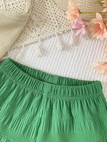 SHEIN Vintaside Kids Baby Girl Floral Decor Camisole Top And Shorts Casual Daily Outfit - Green - View 7