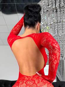 ChaseTheNight. Bộ đồ liền thân lưới xuyên thấu dành cho nữ, đồ lót gợi cảm, trang phục nội y thanh lịch, đồ ngủ dự tiệc - Quần tất lưới jacquard màu đỏ, đồ lót gợi cảm, mùa hè, đồ lót gợi cảm cho nữ, người lớn, tuần trăng mật, nóng bỏng, hẹn hò, đồ lót, đồ lót lưới gợi cảm, bộ đồ lót, trang phục gợi cảm - Đỏ - Xem 2