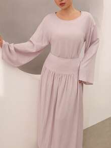Graceveil Bộ 2 món: Áo tay rộng và chân váy xòe, màu hồng. - Hồng - Xem 3