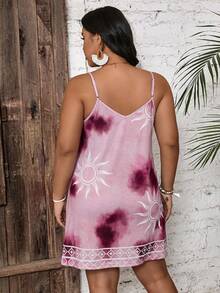 SHEIN VCAY Plus Size Women's Vacation Style V-Neck Sleeveless Dress - Multicolor - View 2
