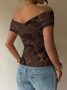 Siren Gaze 女士休闲露肩修身T恤，女士夏季服装，女士休闲套装 - 彩色 - 查看 2