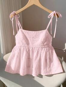 Comfortcana 2026新款时尚粉色编织吊带背心，女士夏季上衣，派对上衣，沙滩罩衫，优雅女士度假装，休闲女士上衣，Y2K风格上衣，2000年代粉色上衣，女士度假套装，美式休闲装，情人节，狂欢节，居家服，海滩，夏季假日，女士春假，女士春假，毕业典礼，婚礼派对，优雅假日，休闲女士海滩度假，女士夏季假日上衣，粉色刺绣纹理度假装 - 粉色 - 查看 2