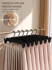 Pack Of 10/20 Black And White Multi-Functional Non-Marking Clothes Clips, Pants Hangers, Pants Clips, Non-Marking Anti-Slip Wardrobe Pants Hangers, Underwear Clips, Skirt Clips Storage Rack - Multicolor - View 1