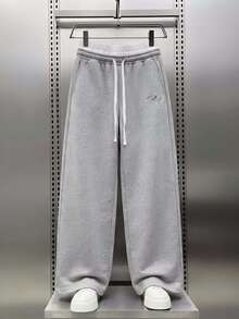 AXEPEAK Men's Contrast Trim Drawstring Waist Slant Pocket Casual Sweatpants Gray Sweatpants Men Streetwear Joggers Grey Baggy Joggers - Grey - View 1