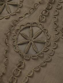 SHEIN Clasi 女士优雅刺绣短裙，适合春夏度假穿着 - 軍綠色 - 查看 4