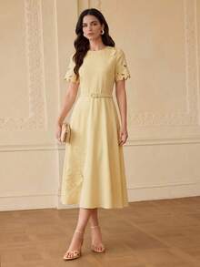 ZEYLAH VÁY THÊU HOA THẢM LỎNG - Màu vàng - Xem 5