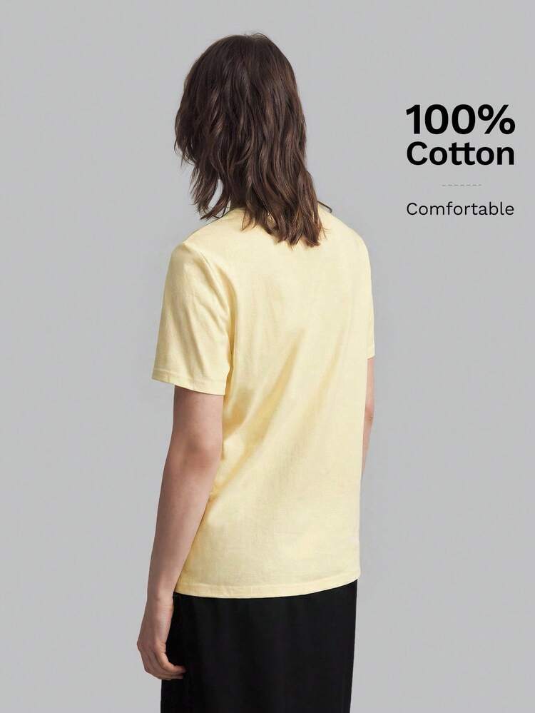 2026SS Women's Solid Color Round Neck Toothpick Striped Design Short Sleeve Casual T-Shirt, Suitable For Spring/Summer Casual Urban Wear, Minimalist Fashion, Office Commute, Elegant Simplicity, Teacher's Day Outfit. Women's Office Knit Fabric Loose Fit, Vacation Holiday Versatile Casual T-Shirt,Summer Top