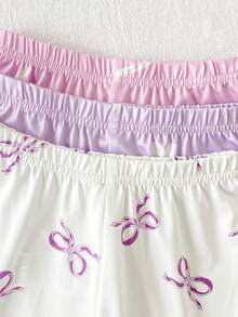 3件套女童奶牛印花短袖上衣和短裤修身睡衣套装 - 彩色 - 查看 4