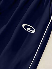 Sport MetroGents Men's Geometric Print Drawstring Waist Pockets Casual Sports Pants - Navy Blue - View 3