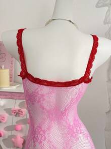 PetitDoll Đầm ren xuyên thấu gợi cảm dành cho nữ, đầm lưới ren màu hồng dễ thương. - Hồng - Xem 10
