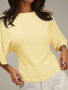 Athîral Top sin espalda de unicolor minimalista para mujer, verano - Amarillo - Ver 5