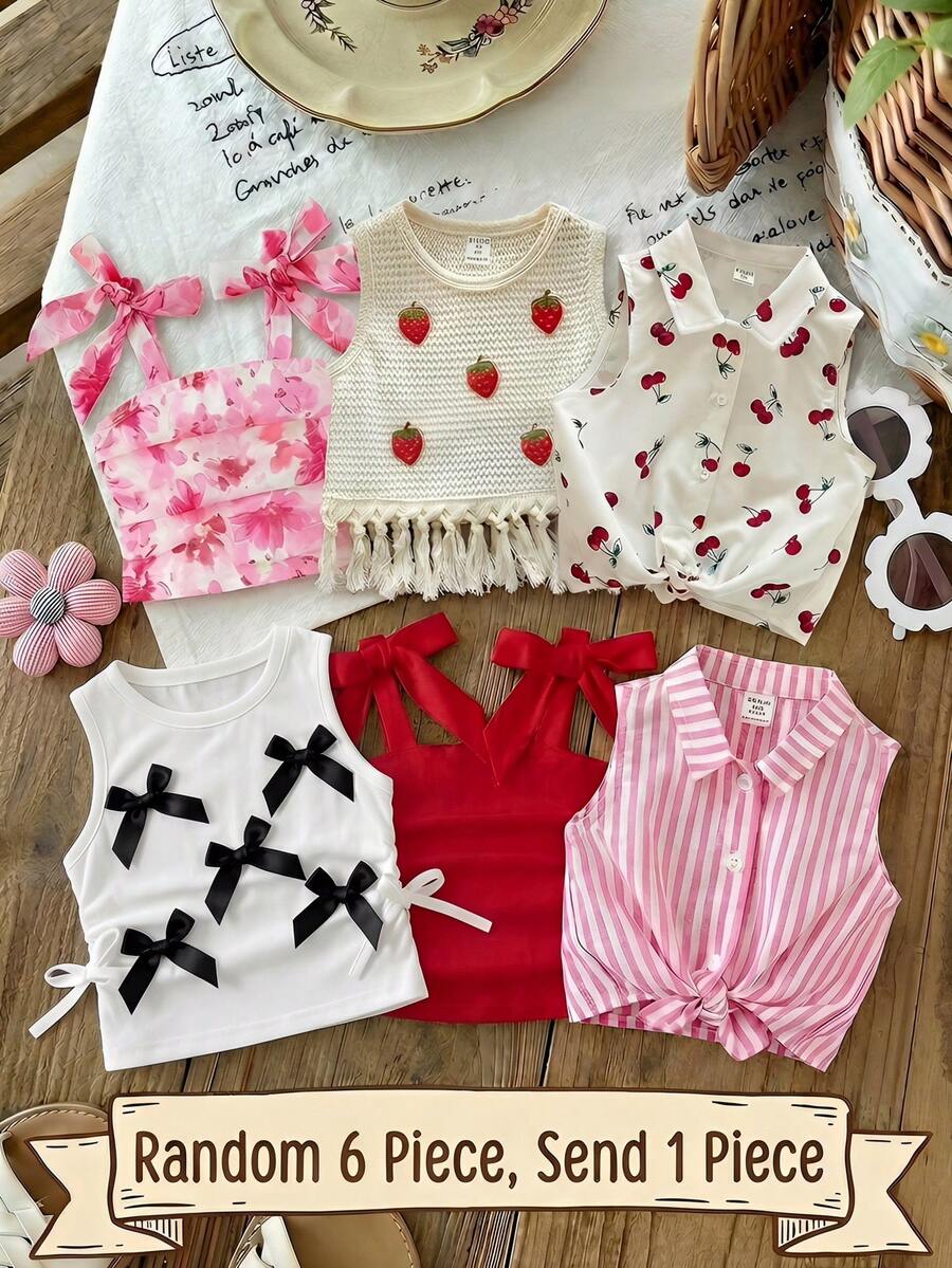 SHEIN 女童纯色针织休闲背心 - 白色 - 查看 1