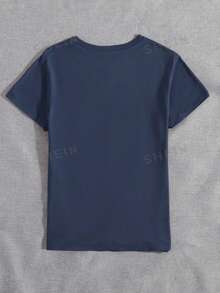 SHEIN LUNE Dinosaur Print Tee Graphic Tees Women Tops - Navy Blue - View 2