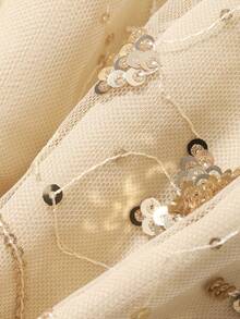 DAZY Women's Summer Casual Vacation Style Sequin Lace Trim Front Tie Camisole - Beige - View 9