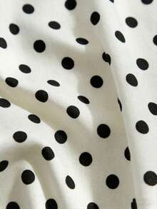 GlowEve CURVE Plus Size Women's Black & White Polka Dot Slip Dress - White - View 3
