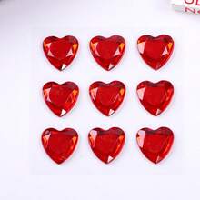 Hình dán trái tim đính đá acrylic, đá quý hình trái tim, đá pha lê tự dính, mặt phẳng, dùng cho đồ thủ công DIY (Màu đỏ) - Nhiều màu - Xem 1