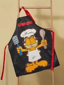 GARFIELD | SHEIN 1 chiếc tạp dề đầu bếp, được làm từ vải chống thấm nước và dầu mỡ, thoải mái và mềm mại, vật dụng cần thiết cho nhà bếp và làm bánh, phù hợp cho cả nam và nữ, có hai túi. - màu đen - Xem 2