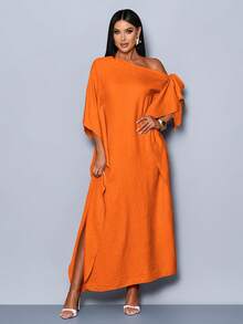 SOLERSUN Đầm dài bằng cotton sang trọng, gợi cảm và thanh lịch, thích hợp cho kỳ nghỉ biển, thoáng khí, thoải mái và mềm mại, màu cam tươi tắn. - trái cam - Xem 3