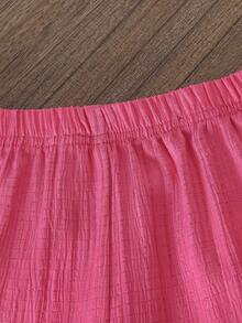 SHEIN Genkimix Kids 2件套女童（小号）春夏新款印花T恤和纯色梭织长裤，面料柔软舒适，款式可爱甜美，适合休闲、上学、度假、派对等场合。 - 粉色 - 查看 8