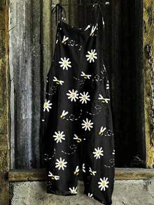 EMERY ROSE Plus Size Women Casual Printed Jumpsuit Fall - Black - View 4