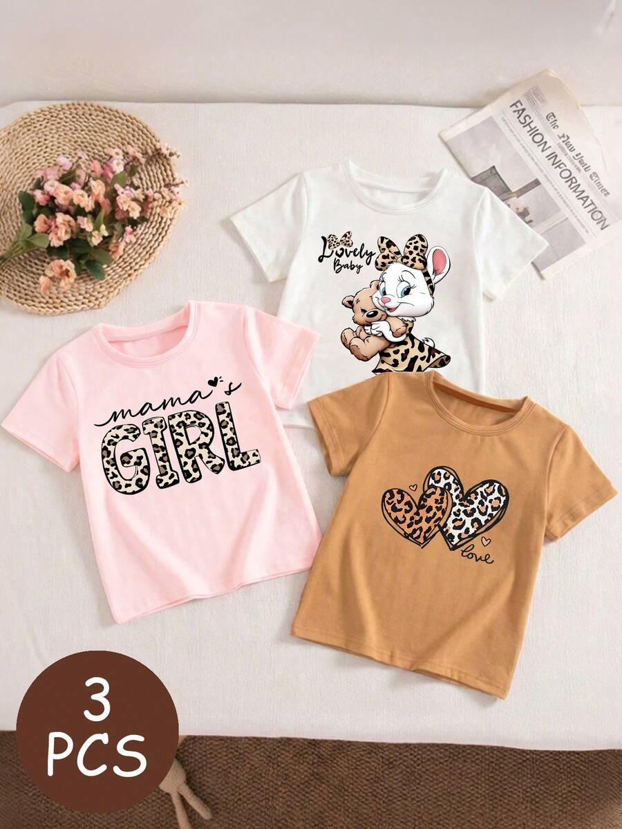 SHEIN 女婴/男婴 0-3 岁复古可爱三件套,柔软弹力休闲面料,适合日常穿着、居家、度假 - 彩色 - 查看 1