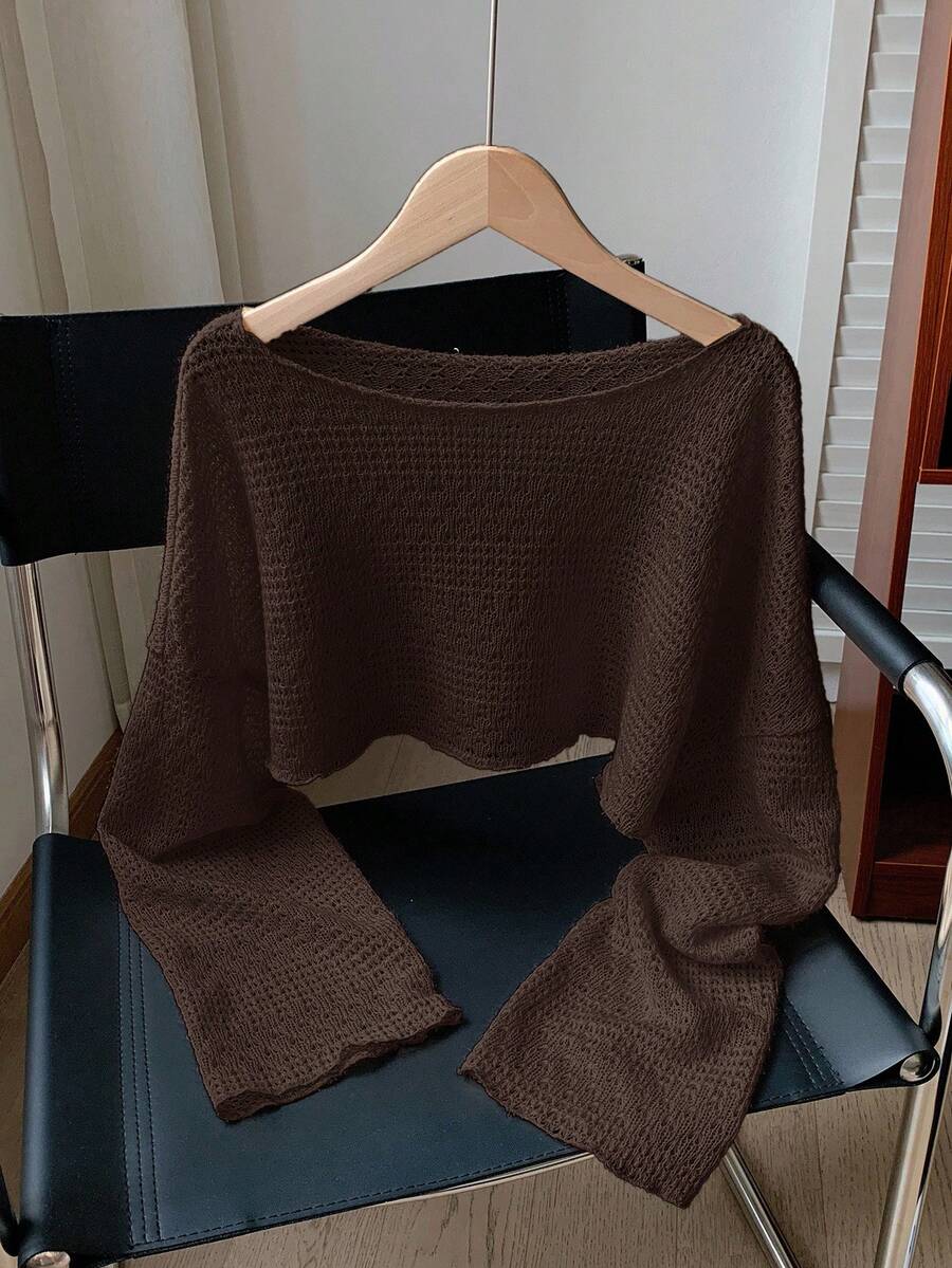 Comfortcana 巧克力棕色加大码女式长袖薄纱衬衫 - 巧克力棕 - 查看 1