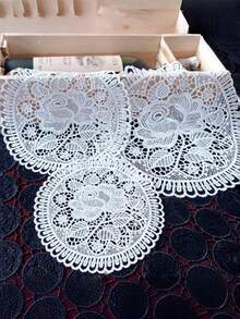 Cirelle 1pc Elegant Floral Embroidered Lace Placemats - Handmade Style Floral Doilies - Shabby Chic Table Coasters - Multicolor - View 9