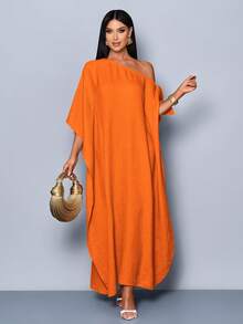 SOLERSUN Đầm dài bằng cotton sang trọng, gợi cảm và thanh lịch, thích hợp cho kỳ nghỉ biển, thoáng khí, thoải mái và mềm mại, màu cam tươi tắn. - trái cam - Xem 5